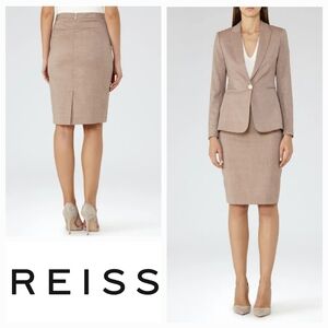 REISS Turner Tailored Pencil Skirt Burnt Rose Size 10